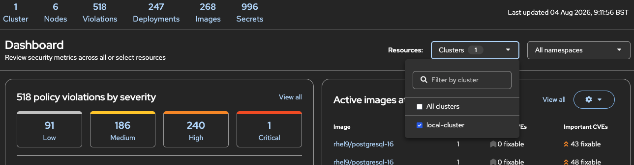 Selecting the local cluster